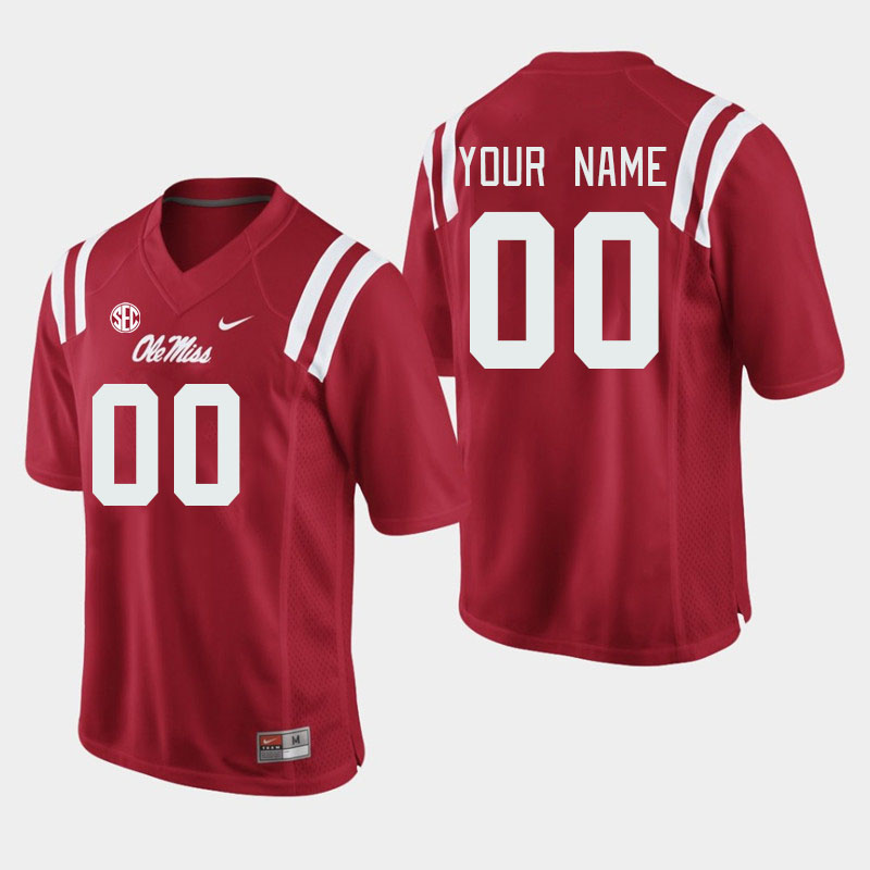 Custom Ole Miss Rebels Name And Number College Football Jerseys Stitched-Red - Click Image to Close